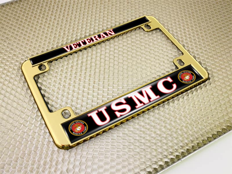 USMC - Veteran Marine Corps - Motorcycle Metal License Plate Frame